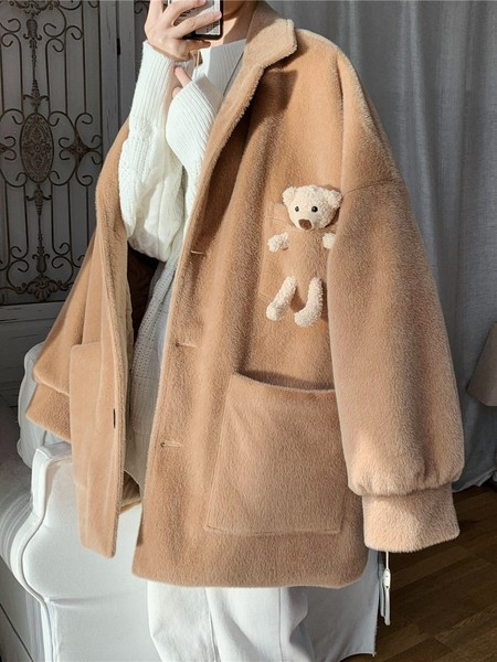 Modern férfi kabát 3D mackóval