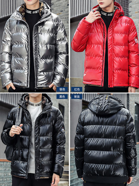 Kolmes värvitoonis kapuutsiga meeste talvejope