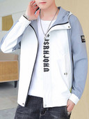 Moodne aplikatsiooni ja kapuutsiga meeste jope - sobib kevadeks