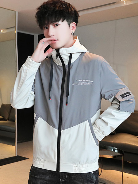 Kapuutsiga ja lukuga meeste kevadjope - erinevat värvi