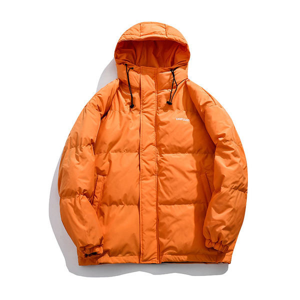 Férfi téli kabát cipzárral és felirattal