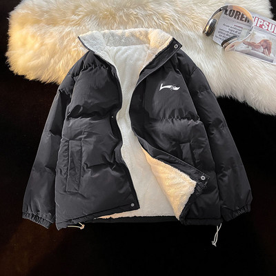 Férfi kabát fűzővel és puha béléssel széles modell