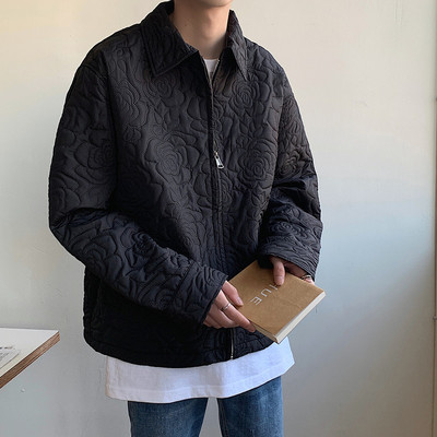 Férfi őszi kabát hímzéssel, cipzárral