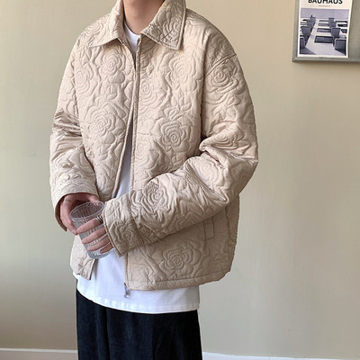 Férfi őszi kabát hímzéssel, cipzárral