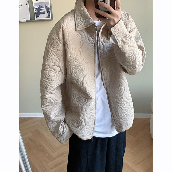 Férfi őszi kabát hímzéssel, cipzárral