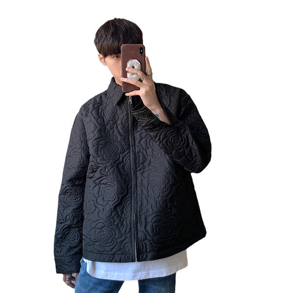 Férfi őszi kabát hímzéssel, cipzárral