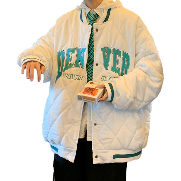 Férfi alkalmi kabát gombokkal és kerek nyakkivágással