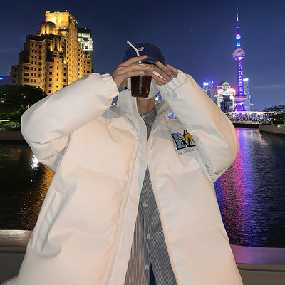 Széles modell férfi dzseki hímzett felirattal és cipzárral