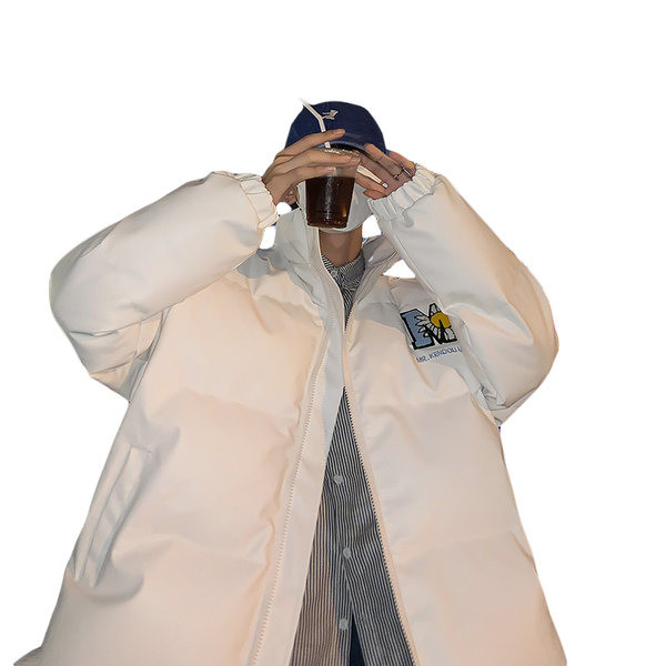 Széles modell férfi dzseki hímzett felirattal és cipzárral