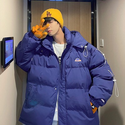 Ανδρικό casual τζάκετ φαρδύ μοντέλο με κουκούλα και κορδόνια