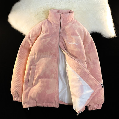 Téli kabát kordbársonyból, hímzett felirattal