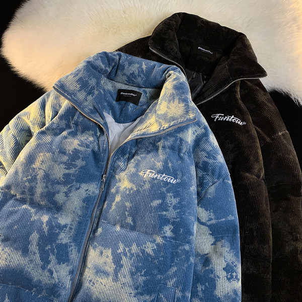 Téli kabát kordbársonyból, hímzett felirattal