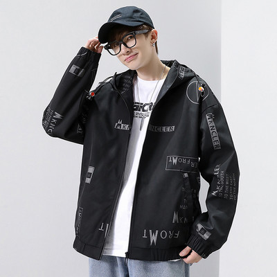 Elegantna muška jakna s vezicama na kapuljači i printom