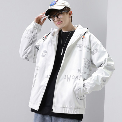 Elegantna muška jakna s vezicama na kapuljači i printom