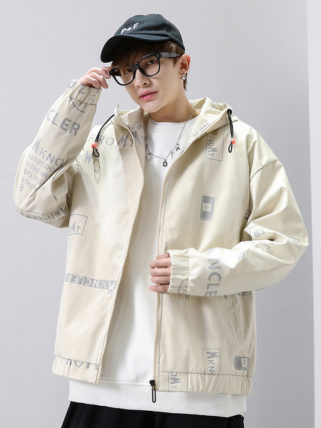 Elegantna muška jakna s vezicama na kapuljači i printom