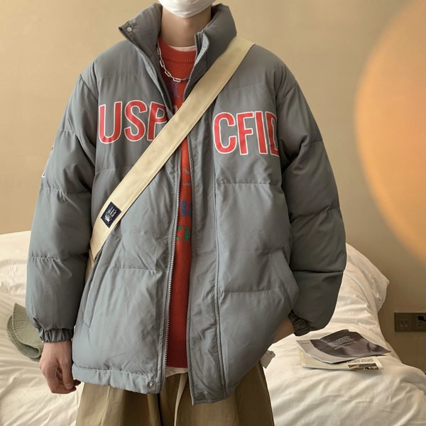 Széles modell férfi téli kabát felirattal