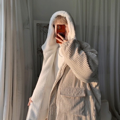 Modern férfi kordbársony kabát meleg béléssel