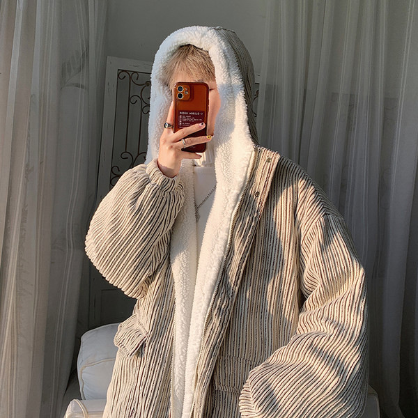 Modern férfi kordbársony kabát meleg béléssel