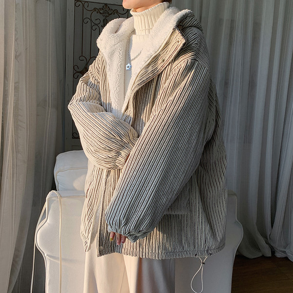 Modern férfi kordbársony kabát meleg béléssel