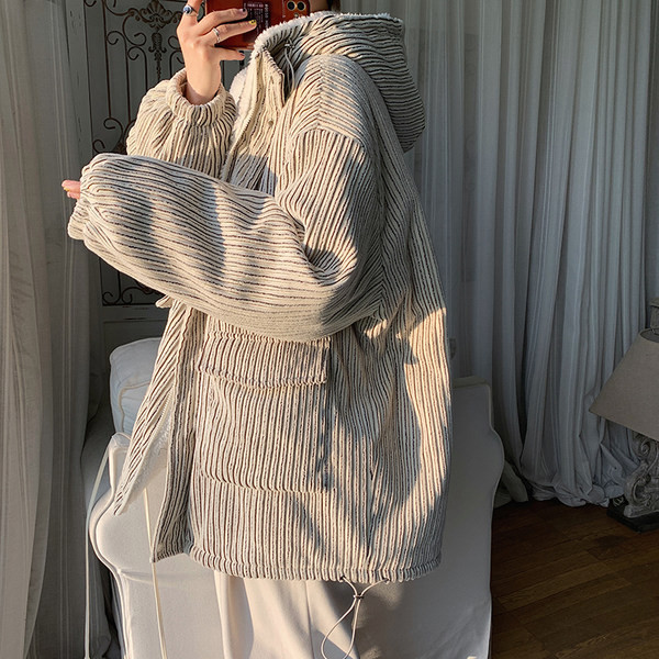 Modern férfi kordbársony kabát meleg béléssel