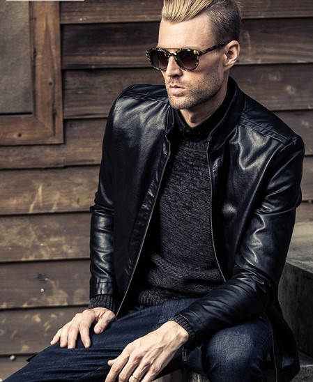 Férfi bőrdzseki cipzárral