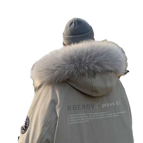 Μοντέρνο ανδρικό χειμωνιάτικο μπουφάν με κουκούλα με πούπουλο