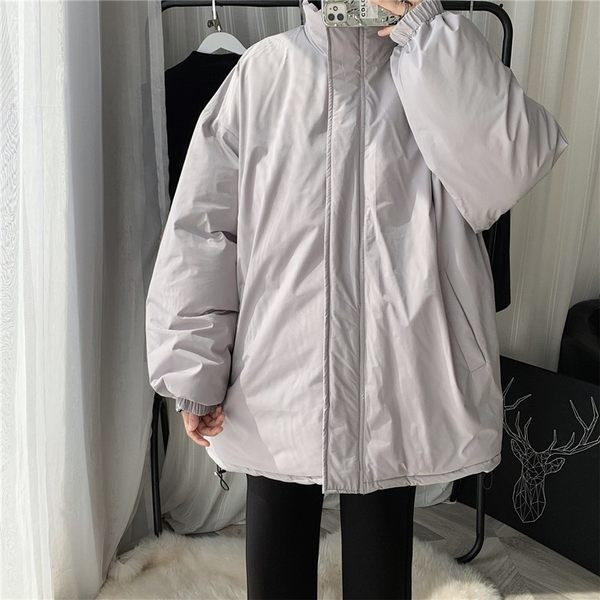 Férfi kabát cipzárral és magas gallérral