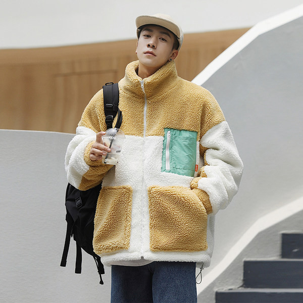 Alkalmi férfi dzseki cipzárral és megkötővel kapucni nélkül