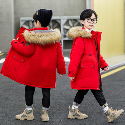 Παιδικό μπουφάν για αγόρια με κουκούλα και οικολογική γούνα