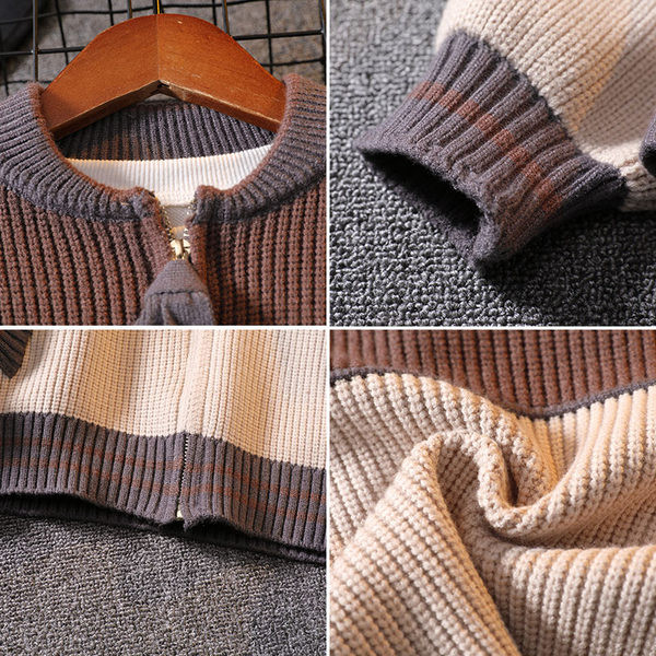 Dječja proljetna jakna s patentnim zatvaračem i džepovima u smeđoj boji