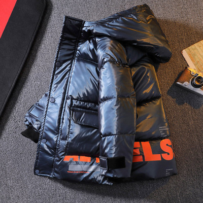 Új modell gyerek téli kabát kapucnival és felirattal