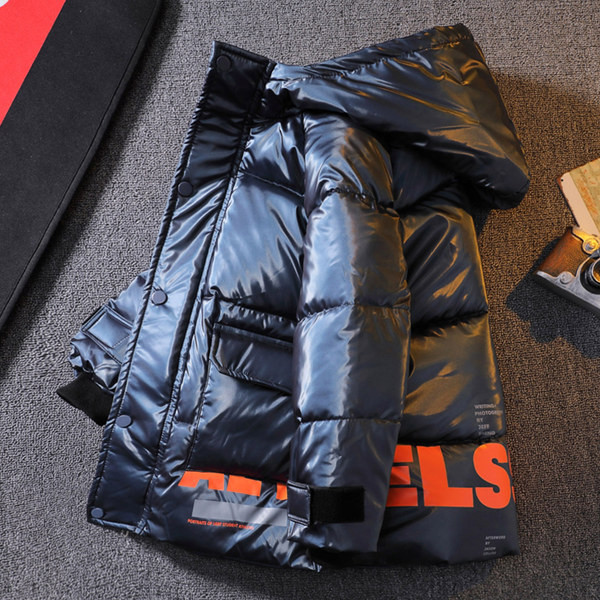 Új modell gyerek téli kabát kapucnival és felirattal