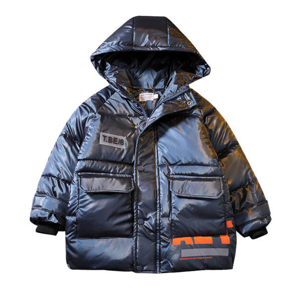 Új modell gyerek téli kabát kapucnival és felirattal