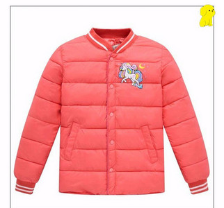 Gyermek téli bélelt kabát, hímzett rátéttel