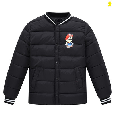 Gyermek téli bélelt kabát, hímzett rátéttel