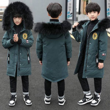 Χειμερινό παιδικό μπουφάν με κουκούλα - μακρύ μοντέλο