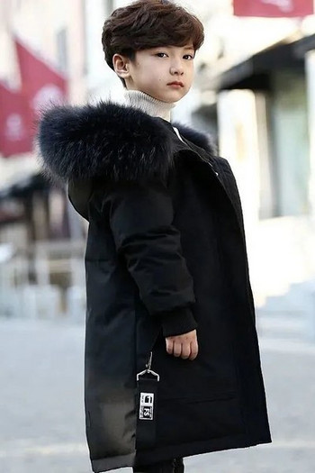 Χειμερινό παιδικό μπουφάν με κουκούλα - μακρύ μοντέλο