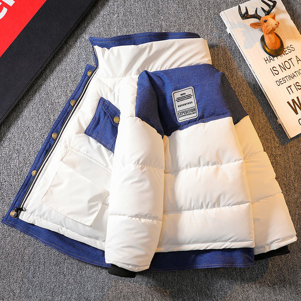 Topla zimska jakna za dječake s traper komadima