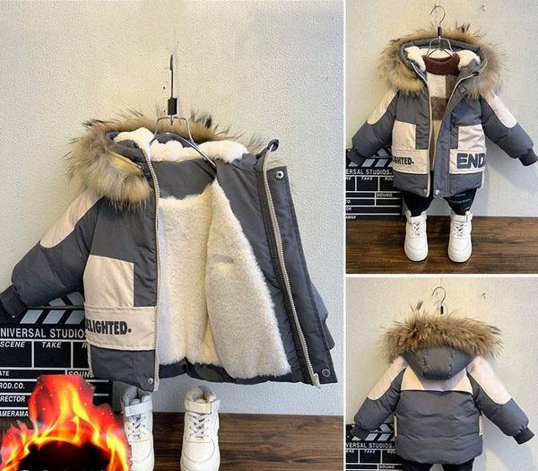 Laste talvejope sooja voodri ja sulekapuutsiga