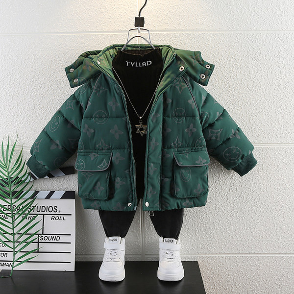 Μοντέρνο παιδικό μπουφάν με κουκούλα και τσέπες