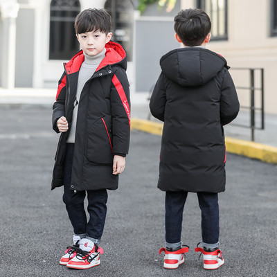 Παιδικό μακρύ μπουφάν με κουκούλα και βαθιές τσέπες