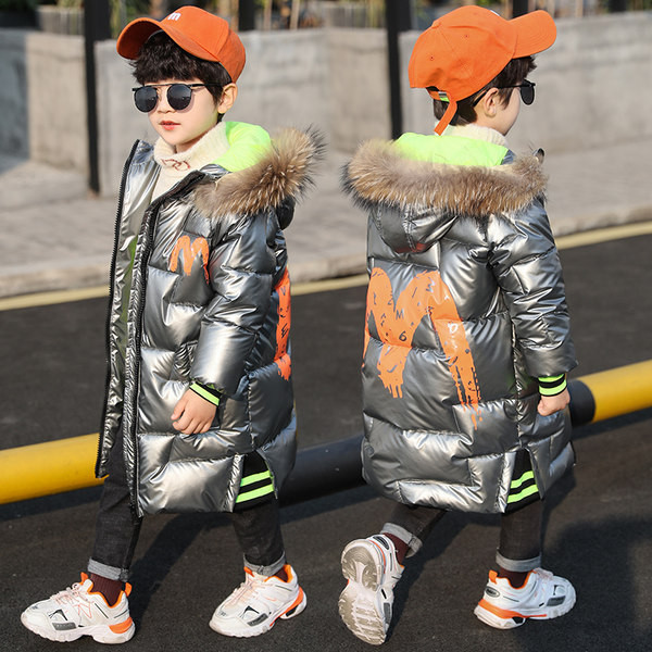 Gyermek téli kabát szürke és kék színben