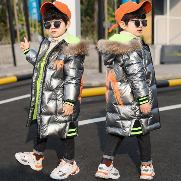 Gyermek téli kabát szürke és kék színben