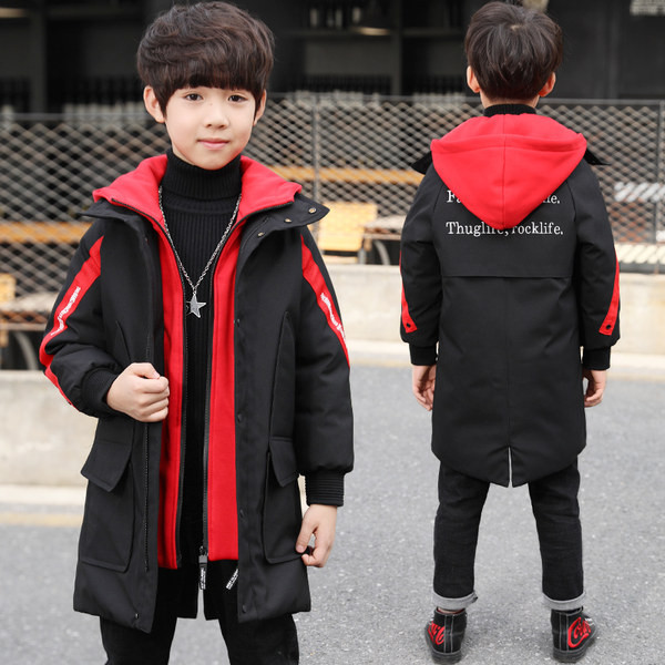 Naujas modelis berniukiškos žieminės striukės su gobtuvu juodos vet