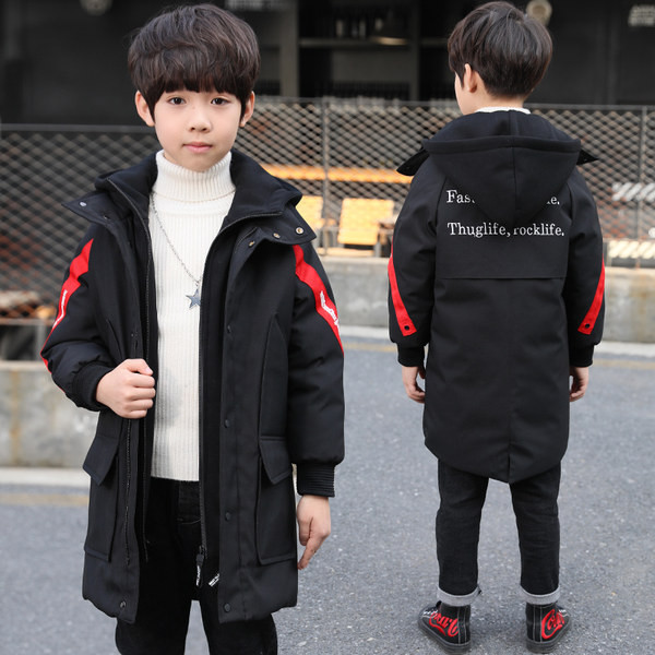 Naujas modelis berniukiškos žieminės striukės su gobtuvu juodos vet