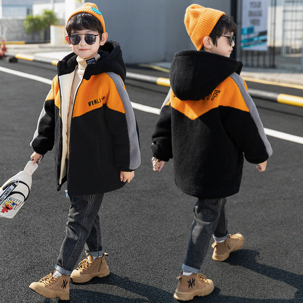 Őszi-téli gyerek polár kabát kapucnival