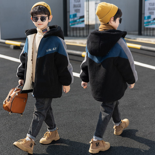 Őszi-téli gyerek polár kabát kapucnival