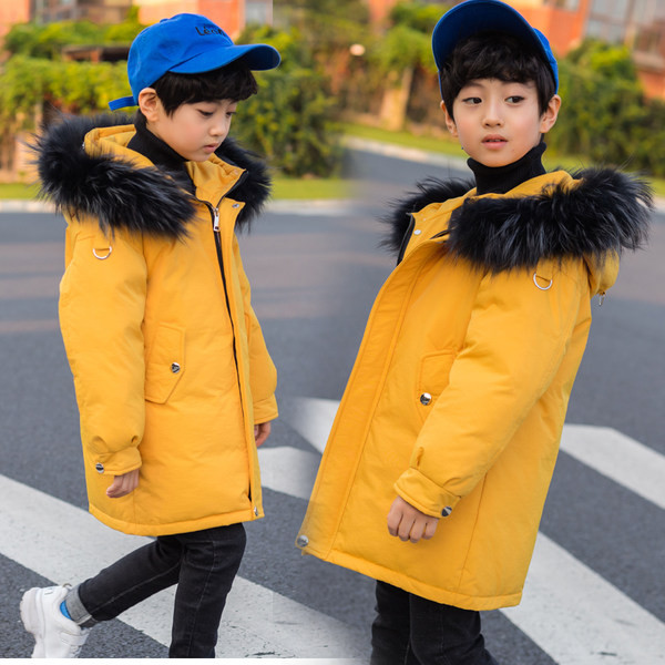 Gyermek téli kabát tollas kapucnival