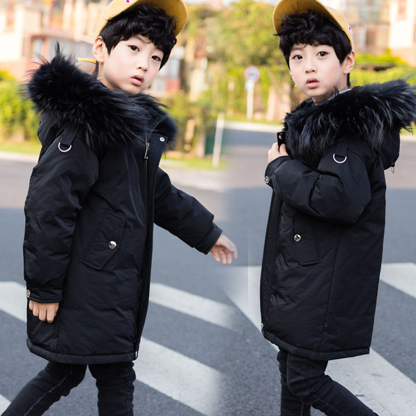 Gyermek téli kabát tollas kapucnival