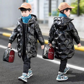 Gyermek téli kabát kapucnival két színben fiúknak